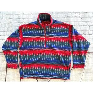 Mens PATAGONIA Red Tribal Aztec Synchilla 1/2 Zip Pullover Sweater XL USA MADE